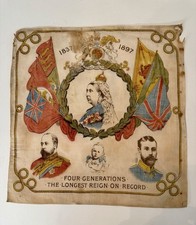 1897 Queen Victoria Jubilee Handkerchief Four Generations Antique