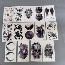 Lot 14 Gothic Temporary Tattoo Sheets Skull Tiger Scorpion Wolf Spider Wings
