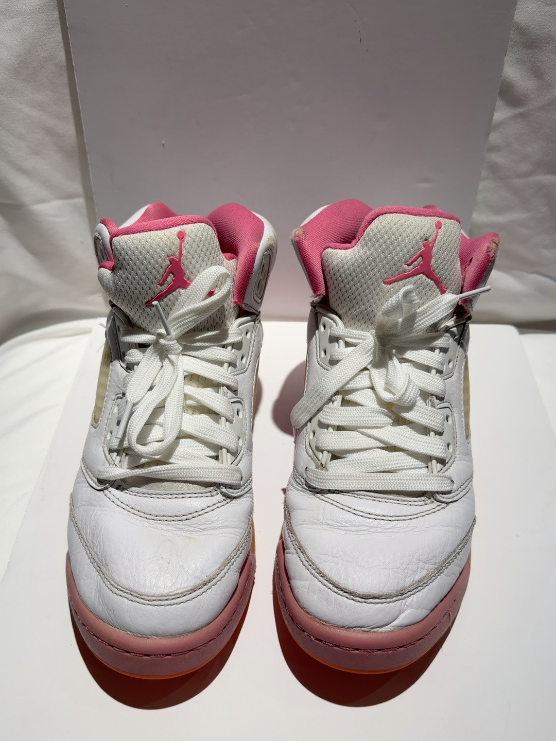 Nike Air Jordan 5 Retro GS White Pink 5.5Y Sneakers 440892-118 Used 