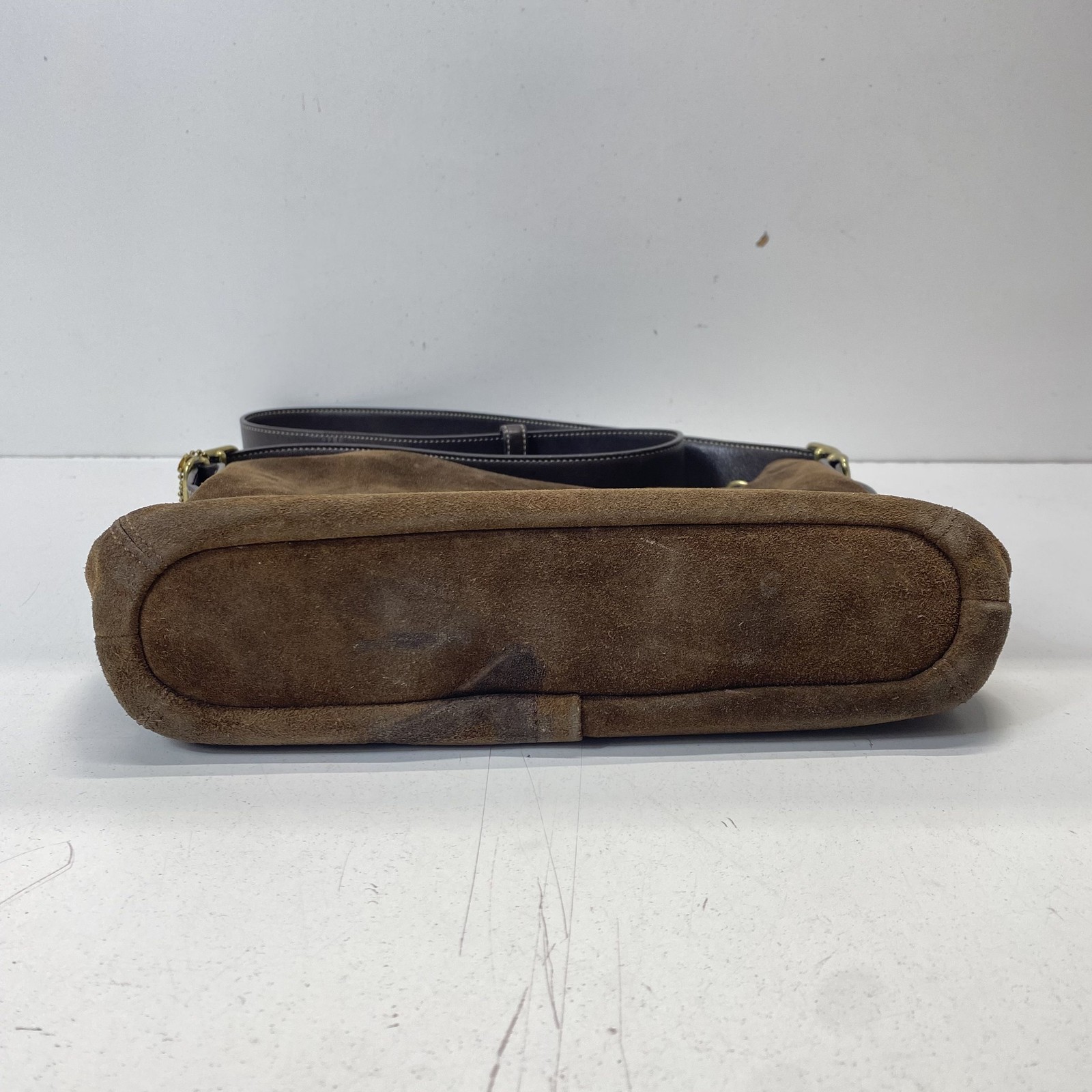 Coach Brown Solid Suede Leather Zip Crossbody Pur… - image 3