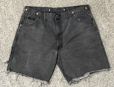 Vintage KEY Made in USA Denim Cut Off Shorts Jorts 36 Gray Workwear