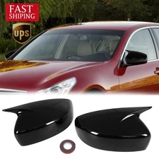 2X Gloss Black Sde Wing Mirror Cover Cap For Infiniti G25 G37 Q40 Q60 2009-2015