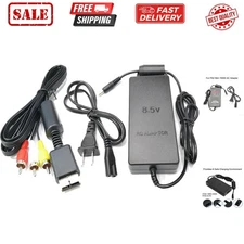 Power Supply and AV Cable for PS2,AC Adapter Charger Cable Cord and AV Cable ...