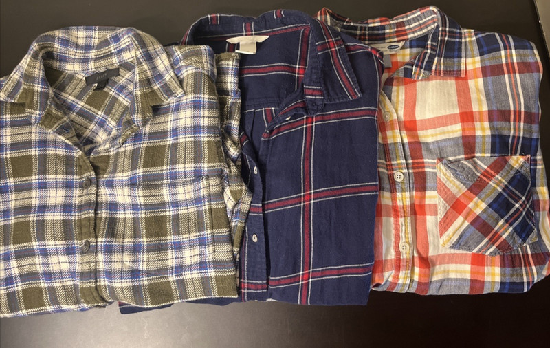 3 Plaid Shirts for Women. Longsleeve Flannel Button Up Long Sleeve