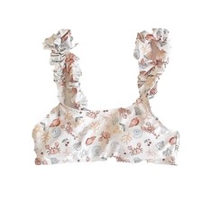 Rylee  Cru Womens Small Nautical Scrunch Bikini Top Swimwear