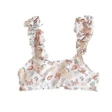 Rylee + Cru Womens Small Nautical Scrunch Bikini Top Swimwear