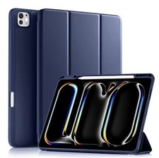 Tablet Case Slim Trifold Stand Protective Cover with Soft TPU Back, Navy Blue
