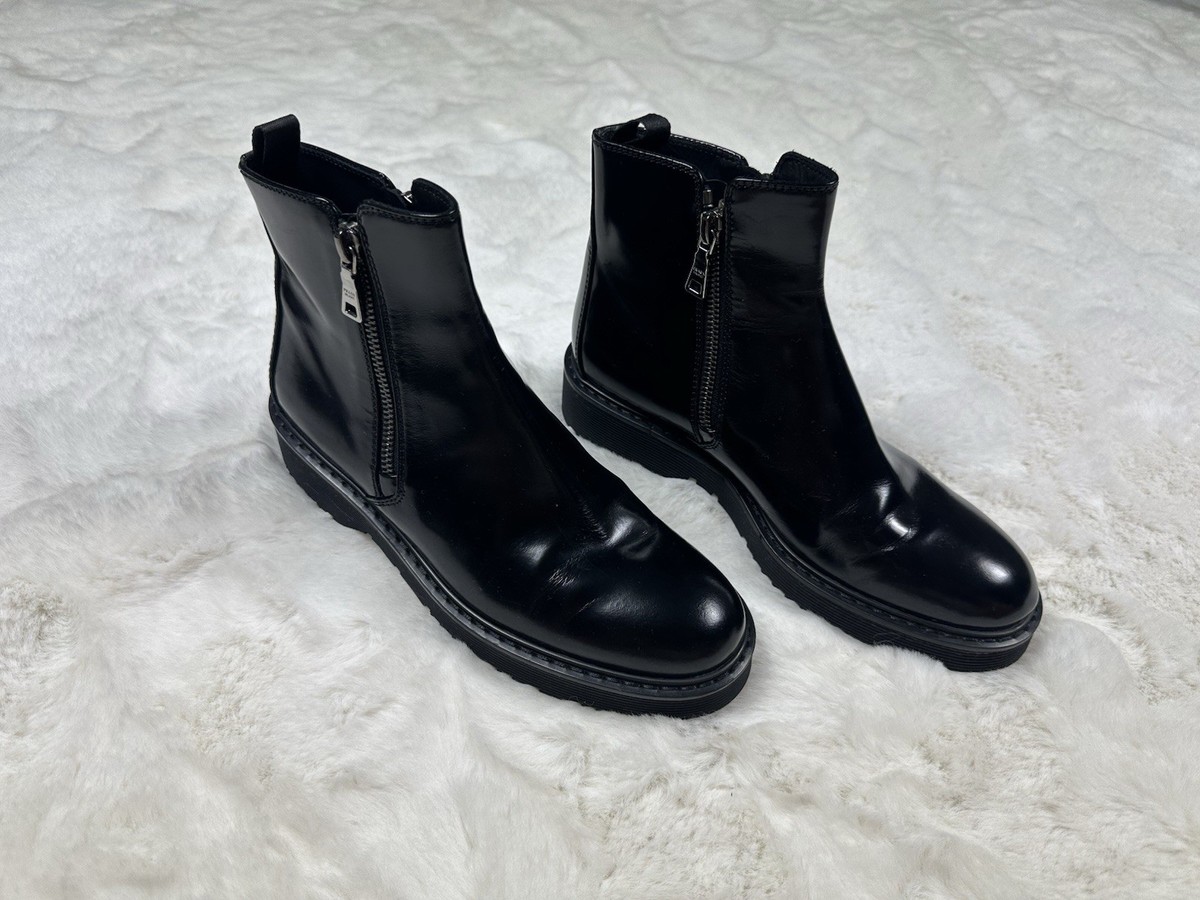 【ドーナッツ】PRADA Leather Boots 36 Prada Monolith Iconic White Leather Biker Boots EU 36 US 6