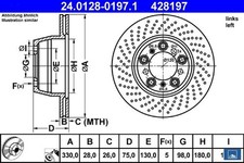 2x Bremsscheibe Ate 24-0128-0197-1 2 Bremsscheiben für Porsche