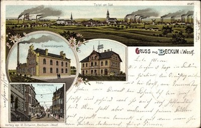 Litho Beckum in Westfalen, Totalansicht, Elektrizitätswerk,... - 10766205