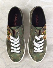 Ed Hardy Screaming Tiger Camo Sneakers Shoes Men  s Size 9.5 Canvas Low Top