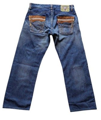 Edwin Exclusive Vintage XV Blue Denim Jeans Size 36 x 31 Made In Japan Leather