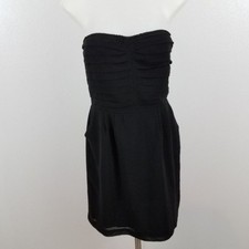 Sparkle & Fade Dress Strapless 6 Urban Outfitters Black Ruched Pockets