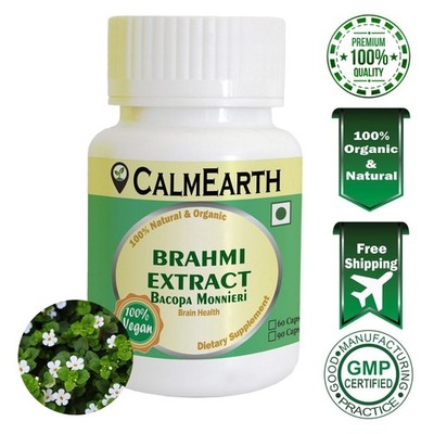 Calm Earth Brahmi Extract Capsule Bacopa Monnieri 50% Bacosides Brain Memory