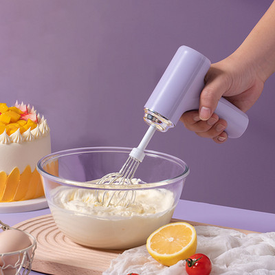 Portable Electric Handheld Mixer USB Rechargeable 3 Speed Egg Beater Food Whisk