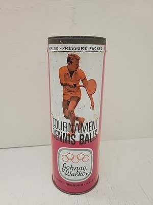 Vintage Tennis Ball Balls Can Johnny Walker England 1950s Tin Advertising