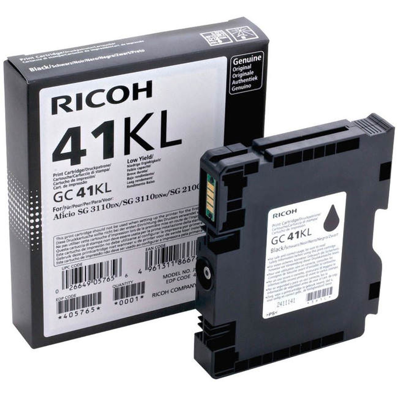 Original Ricoh GC41KL Black Gel Ink Cartridge (405765)