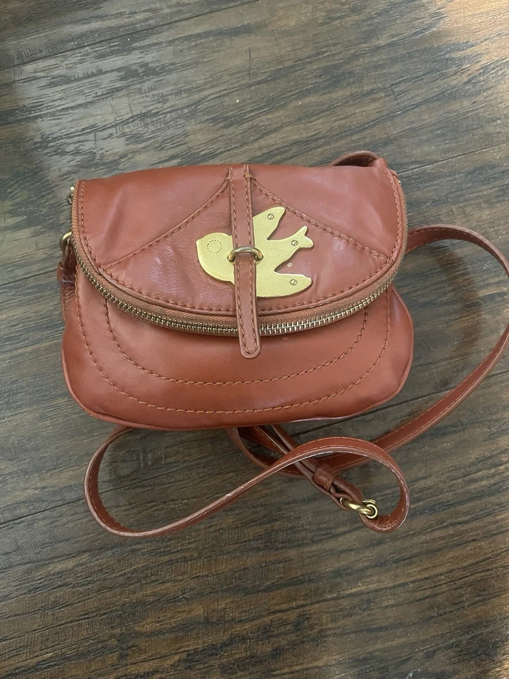 Cartera Bandolera Marc Jacob Pétalo Metal Pájaro Usada (valor $329) Marrón Dorado Foto 2 de 4