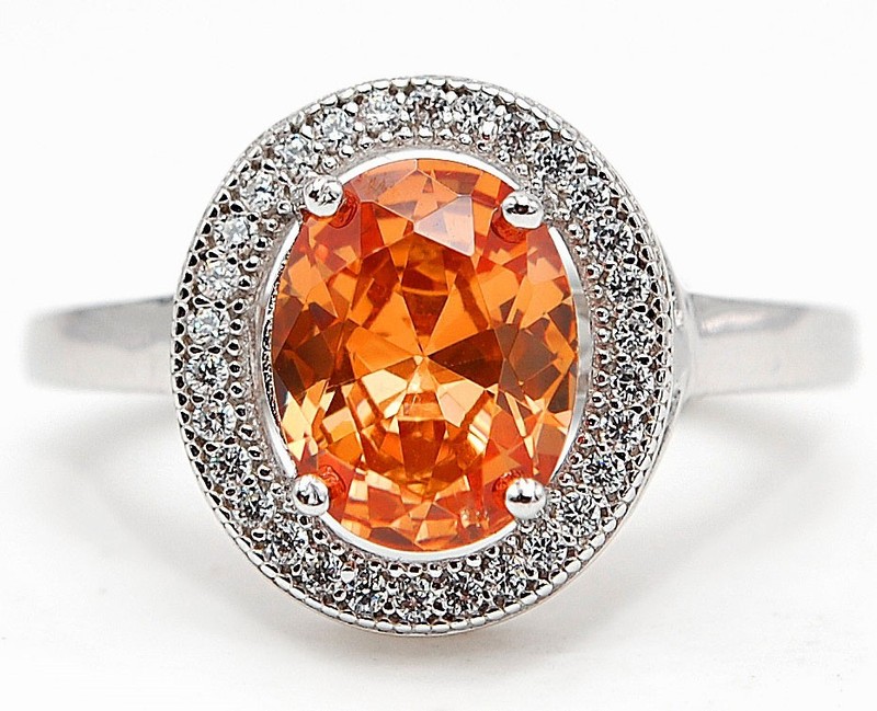 2CT  Padparadscha 925 Sterling Silver Ring Sz 8 N2-1