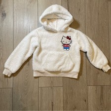 Levi's Hello Kitty Sherpa Hoodie White Cozy Fleece Pullover Kids XS 4