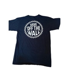Vans Off The Wall Black T Shirt Checkerboard Logo Front Back Men  s Medium