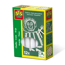 SES Creative Anti-Dust Chalk (Pack of 12, White)