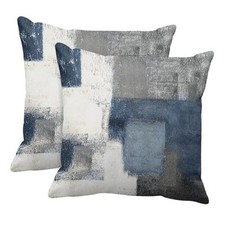 Set of 2 Throw Pillow Covers 18" x 18" Pack of 2 Abstract Blue and Grey