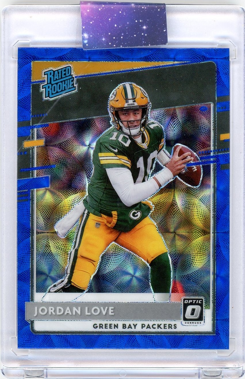 2020 DONRUSS OPTIC - JORDAN LOVE BLUE SCOPE PRIZM SP RATED ROOKIE #154