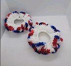 Handmade Crocheted  Scrunchies Set of two red white and blue Women hair care  — photo 2