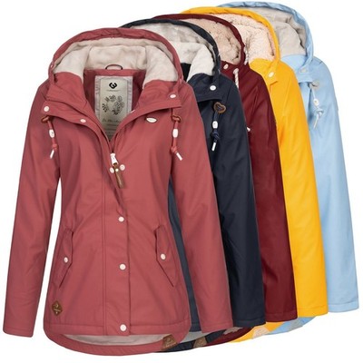 Ragwear Damen Regenjacke Jacke Damenjacke Regenmantel Parka Mantel Kapuze Marge