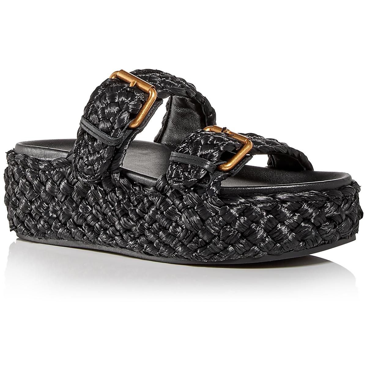 ASH Женские черные кожаные босоножки на платформе ZIGGY, размер 39, средний (B,M) BHFO 6077