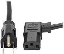 Standard Computer Power Cord 10A,18AWG NEMA 5-15P to Left Angle IEC-320-C13 6-
