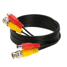 10FT Black Premade BNC Video Power Cable/Wire for Security Camera, CCTV, DVR