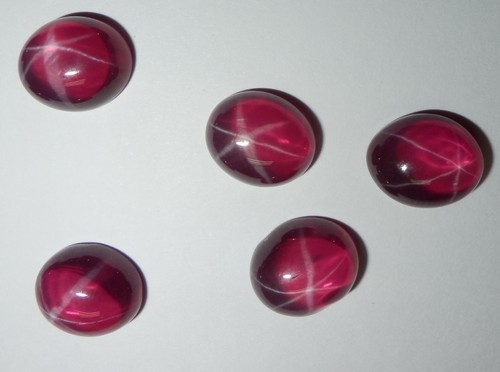 Transparent Star Ruby Oval 12x10 mm Cabochon 6 Rayed Lab-created 2 pieces Lot - Picture 4 of 12