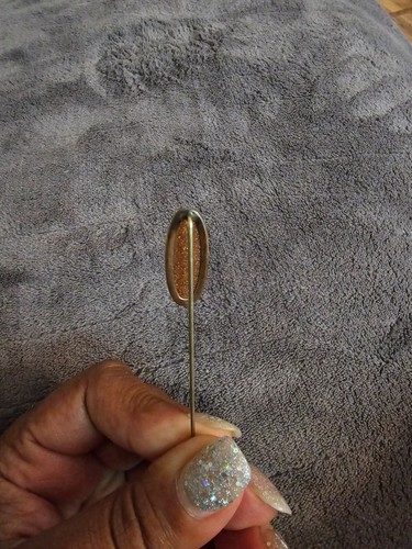 ANTIQUE GOLD STONE GOLD VICTORIAN ART DECO HATPIN OLD ESTATE FIND HAT PIN - Afbeelding 4 van 5