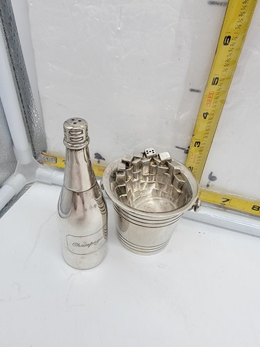 Vintage Silver Plated Olive Cocktail Fork Set Wine Bucket Grapes - Picture 7 of 10