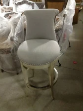 2  Frontgate Ellison Swivel BAR 30" Seat Stool Chair Kitchen Gray Fabric linen