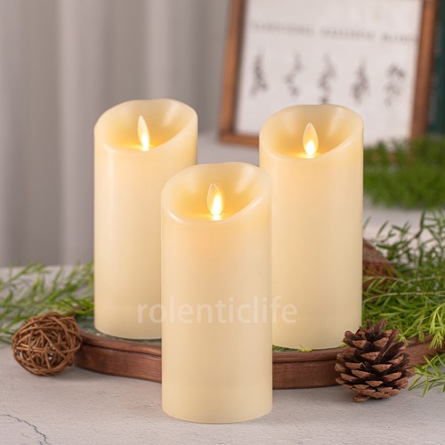Luminara Flameless Unscented Wax Candles with Remote Moving Wick Pillar 3x6.5 - Picture 13 of 14