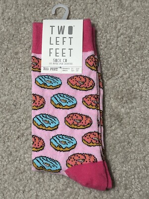 Two Left Feet Socks Go Nuts For Donuts New Men s 8.5-13 Women s 10-12.5