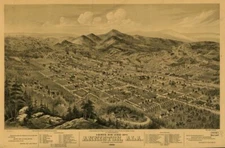 16" x 24" Map 1888 Birds eye map of Anniston, Alabama