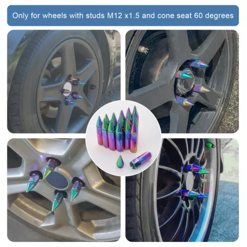 Cap Spiked Racing Wheel Lug Nuts 20PCS M12 x 1.5mm 60mm Arrow Style New - Picture 65 of 66