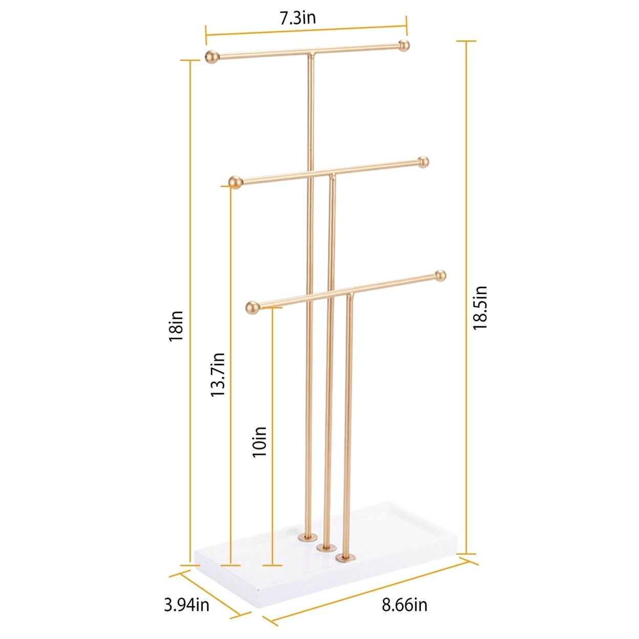 3 Tier Gold Metal Tabletop Jewelry Display Tree Stand Organizer Holder
