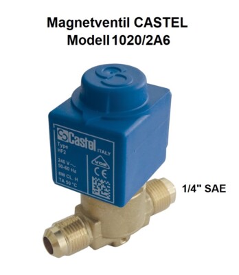 Magnetventil CASTEL 1020/2A6 1/4'' SAE Bördel inkl. Spule