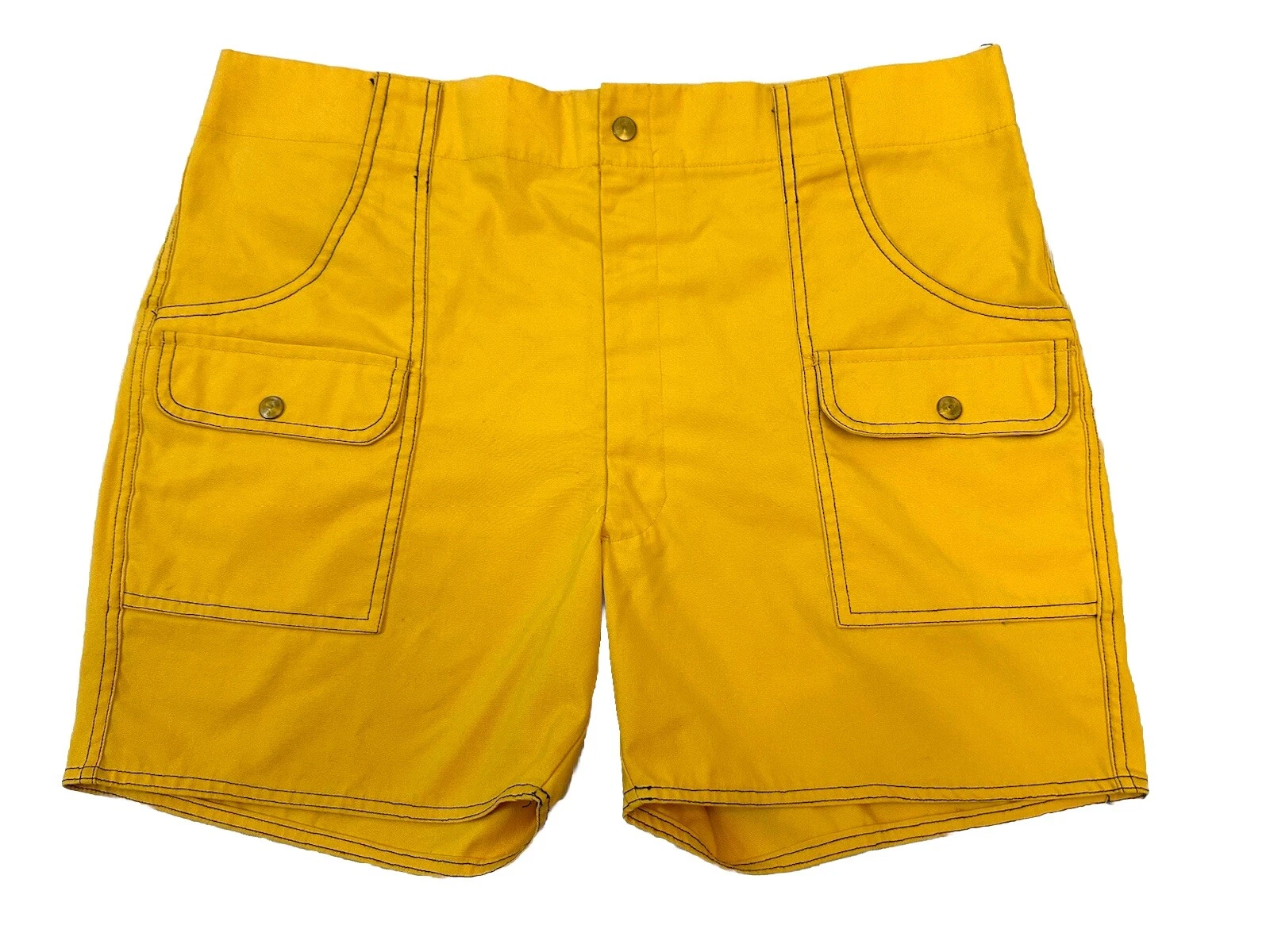 Vintage Marty Walker New York Yellow Canvas Cargo Shorts Boating Sz 40 Rare Find