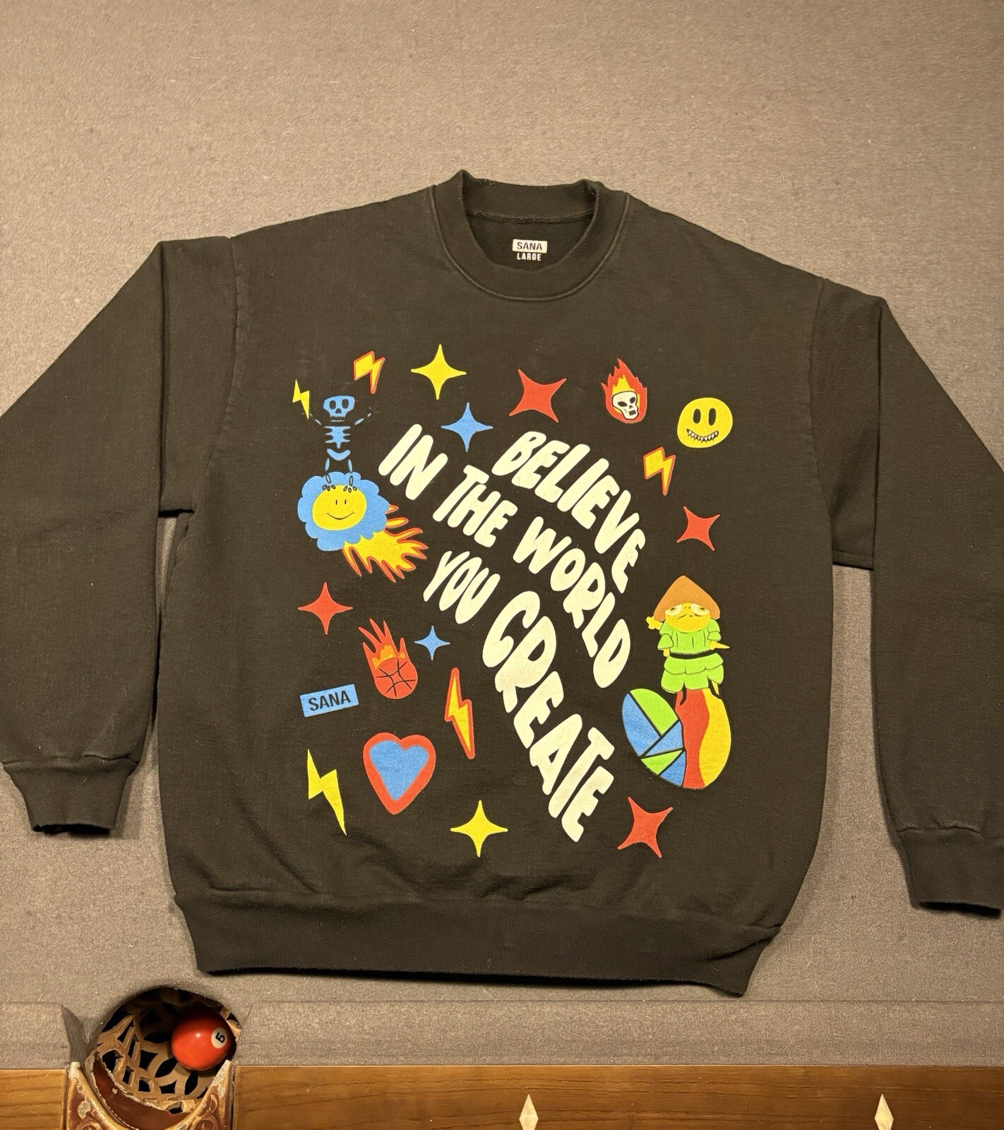 SANA Detroit Black Crewneck, L