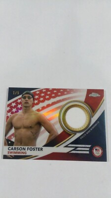 2024 Topps Chrome Olympic USA Carson Foster RED /5 RELIC Memorabilia USA-CF
