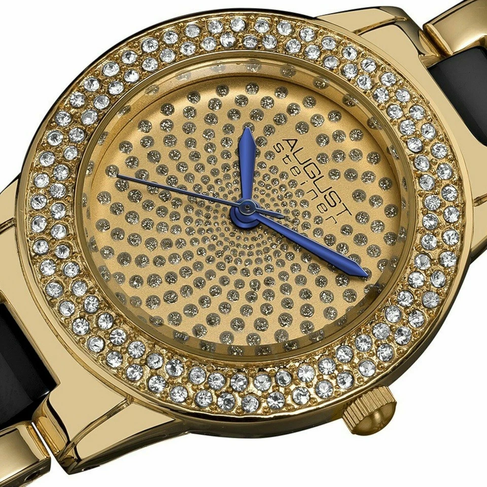 NUEVO Reloj August Steiner AS8052YG para mujer cristal brillo dorado/negro metal cerámica Foto 2 de 3