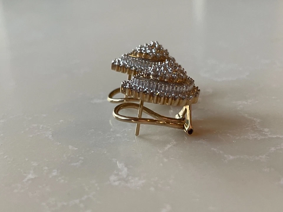 NOVO Brincos de Ouro Amarelo 10K 1 CTW Aglomerado de Diamante Alavanca de Gota de Pera Traseira - Imagem 4 de 4