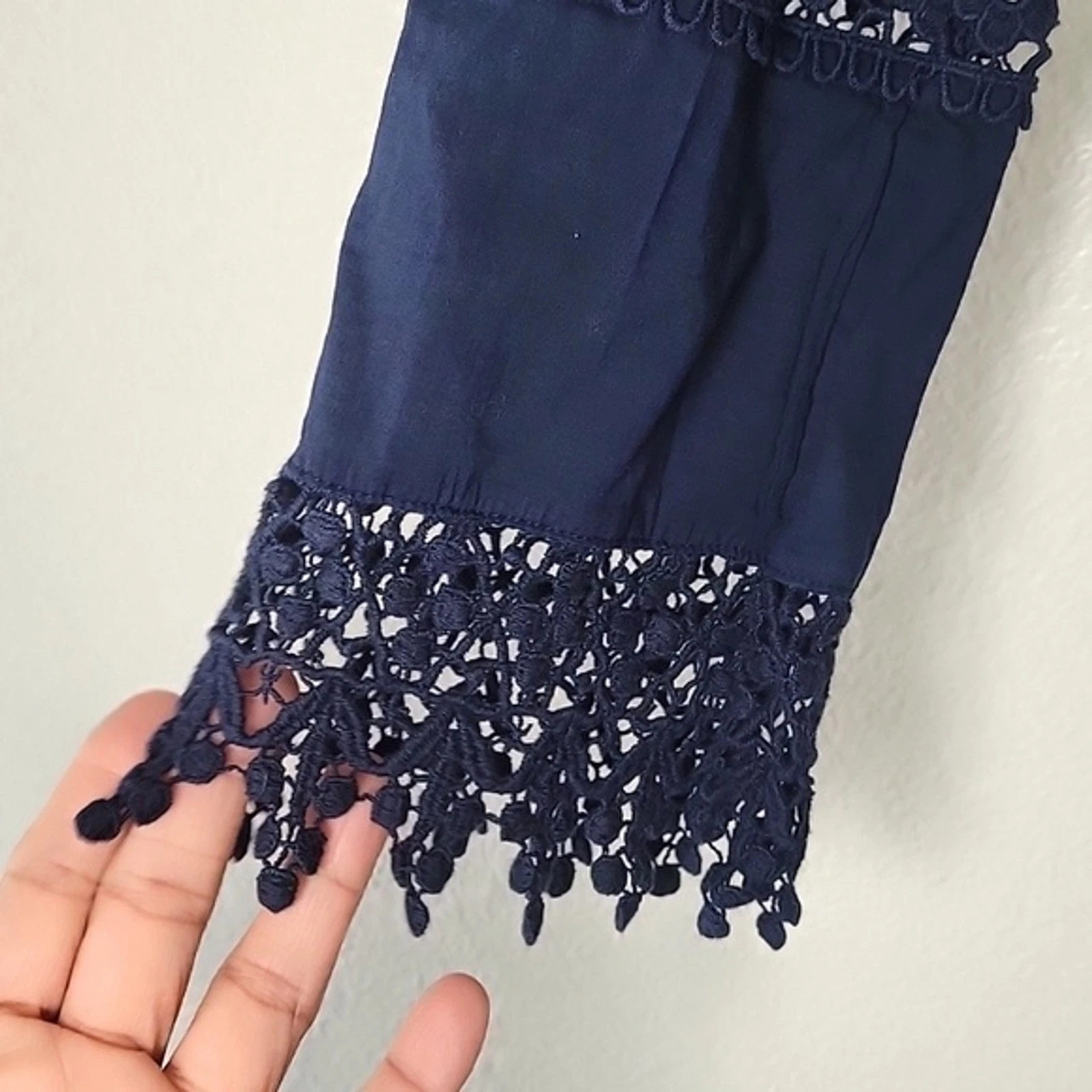 Tory Burch semi velato uncinetto blu navy copricostume mini abito donna taglia XS TP