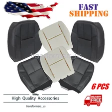 Driver & Passenger Seat Cover Black With Foam Pad For 2007-2014 Chevy Silverado